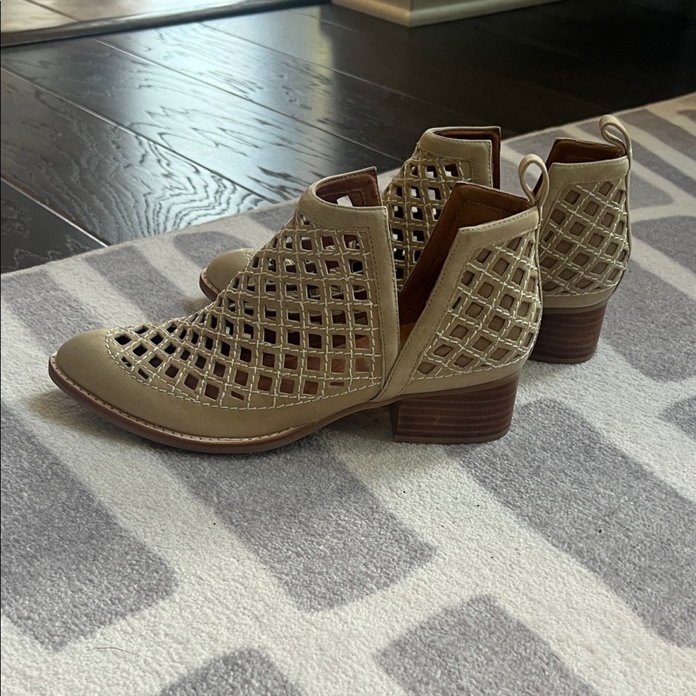 Jeffrey Campbell Beige Cutout Ankle Booties